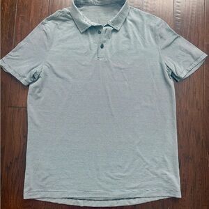 Lululemon Polo Shirt Mens Large Black White Stripes Performance Evolution Golf